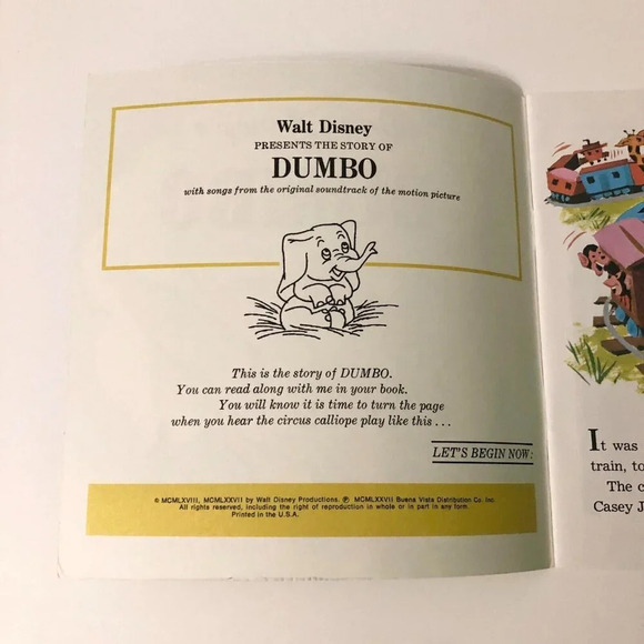 Vintage  1978 Dumbo Walt Disneys Storyteller Book only NO Tape - Picture 5 of 15